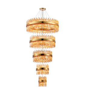 Lysander 5 Tier 25cm + 40cm + 60cm + 80cm + 1m Pendant 6 + 10 + 18 + 24 + 32 Light G9 Brass/Amber Item Weight: 86kg-1