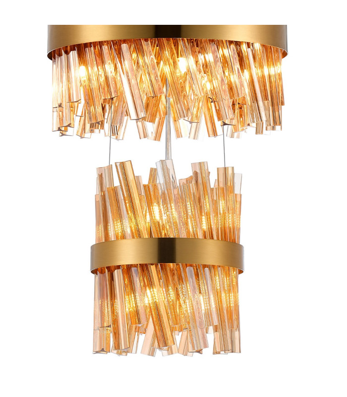 Lysander 5 Tier 25cm + 40cm + 60cm + 80cm + 1m Pendant 6 + 10 + 18 + 24 + 32 Light G9 Brass/Amber Item Weight: 86kg-6