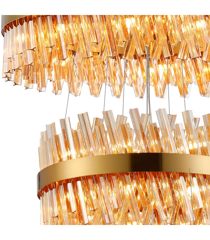 Lysander 5 Tier 25cm + 40cm + 60cm + 80cm + 1m Pendant 6 + 10 + 18 + 24 + 32 Light G9 Brass/Amber Item Weight: 86kg-9