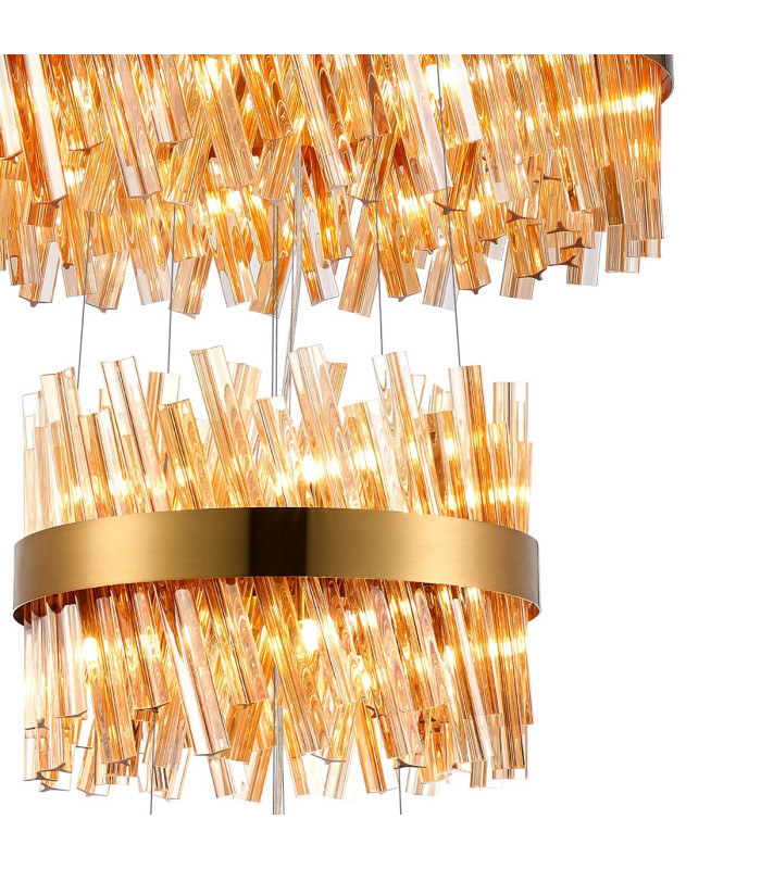 Lysander 5 Tier 25cm + 40cm + 60cm + 80cm + 1m Pendant 6 + 10 + 18 + 24 + 32 Light G9 Brass/Amber Item Weight: 86kg-10
