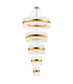 Lysander 5 Tier 25cm + 40cm + 60cm + 80cm + 1m Pendant 6 + 10 + 18 + 24 + 32 Light G9 Brass/Clear Item Weight: 86kg-1