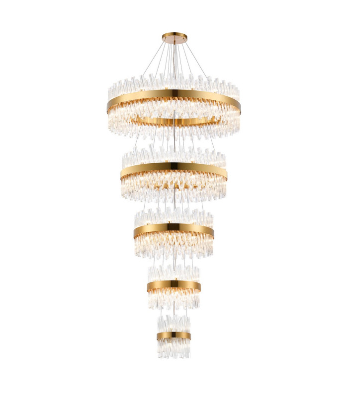 Lysander 5 Tier 25cm + 40cm + 60cm + 80cm + 1m Pendant 6 + 10 + 18 + 24 + 32 Light G9 Brass/Clear Item Weight: 86kg-1