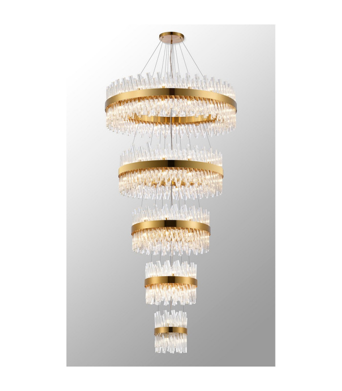 Lysander 5 Tier 25cm + 40cm + 60cm + 80cm + 1m Pendant 6 + 10 + 18 + 24 + 32 Light G9 Brass/Clear Item Weight: 86kg-3