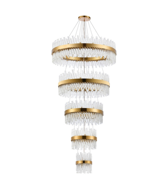 Lysander 5 Tier 25cm + 40cm + 60cm + 80cm + 1m Pendant 6 + 10 + 18 + 24 + 32 Light G9 Brass/Clear Item Weight: 86kg-4