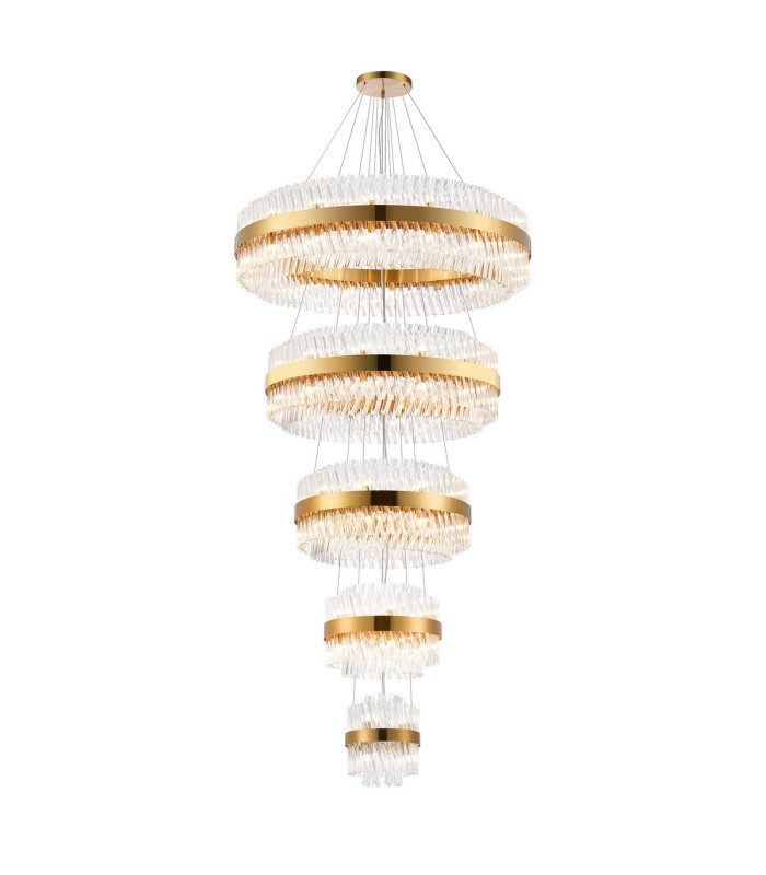 Lysander 5 Tier 25cm + 40cm + 60cm + 80cm + 1m Pendant 6 + 10 + 18 + 24 + 32 Light G9 Brass/Clear Item Weight: 86kg-5