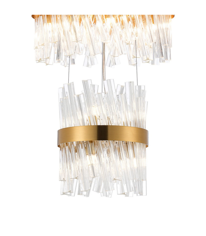 Lysander 5 Tier 25cm + 40cm + 60cm + 80cm + 1m Pendant 6 + 10 + 18 + 24 + 32 Light G9 Brass/Clear Item Weight: 86kg-6