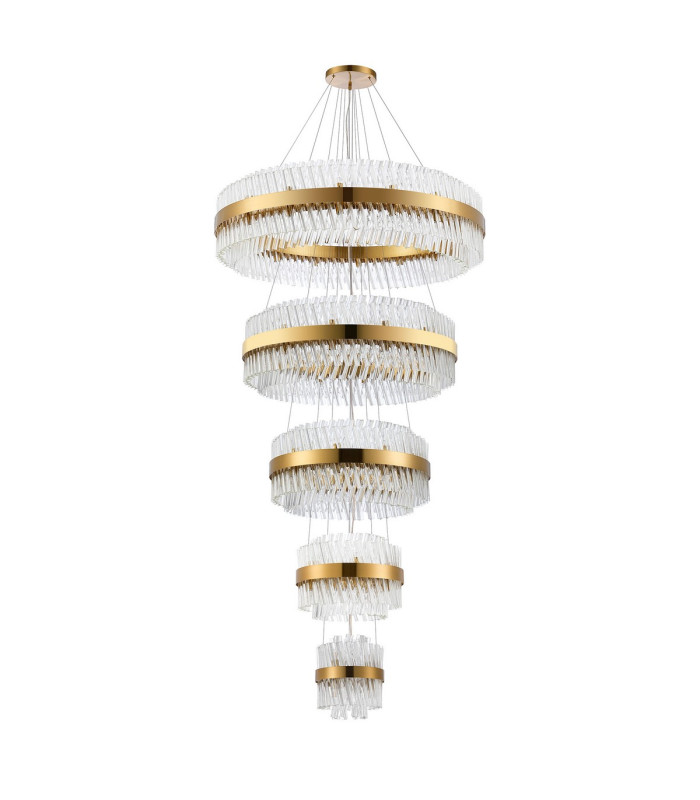 Lysander 5 Tier 25cm + 40cm + 60cm + 80cm + 1m Pendant 6 + 10 + 18 + 24 + 32 Light G9 Brass/Clear Item Weight: 86kg-11