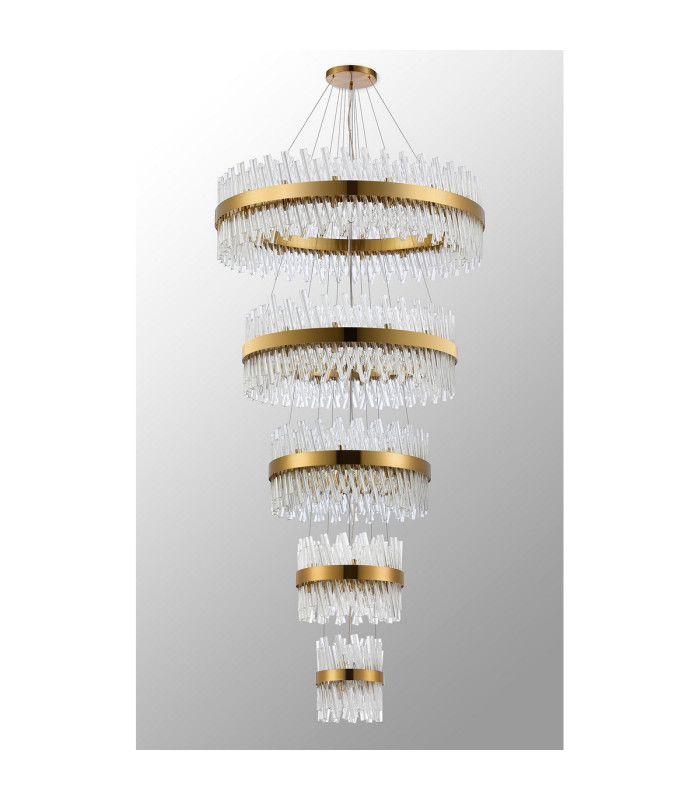Lysander 5 Tier 25cm + 40cm + 60cm + 80cm + 1m Pendant 6 + 10 + 18 + 24 + 32 Light G9 Brass/Clear Item Weight: 86kg-12