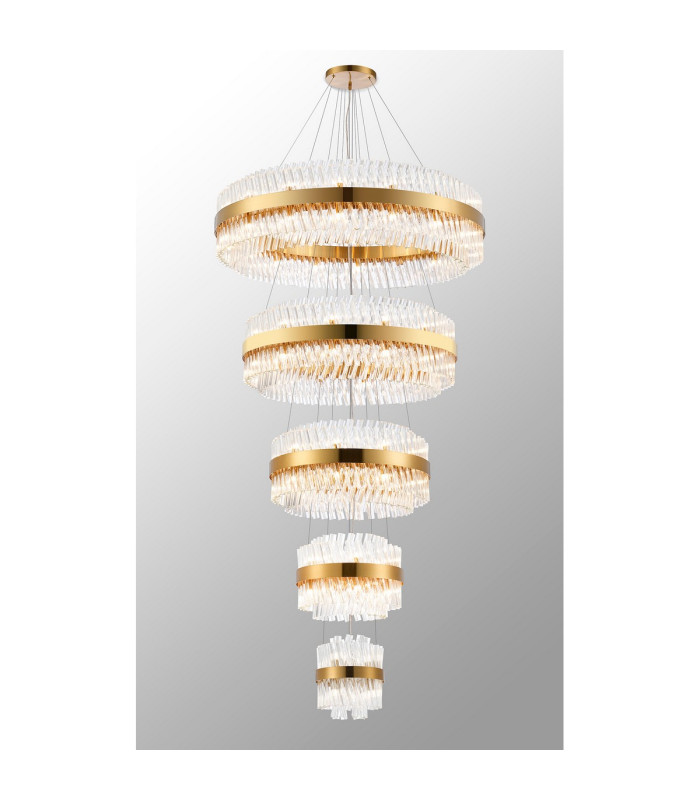 Lysander 5 Tier 25cm + 40cm + 60cm + 80cm + 1m Pendant 6 + 10 + 18 + 24 + 32 Light G9 Brass/Clear Item Weight: 86kg-13