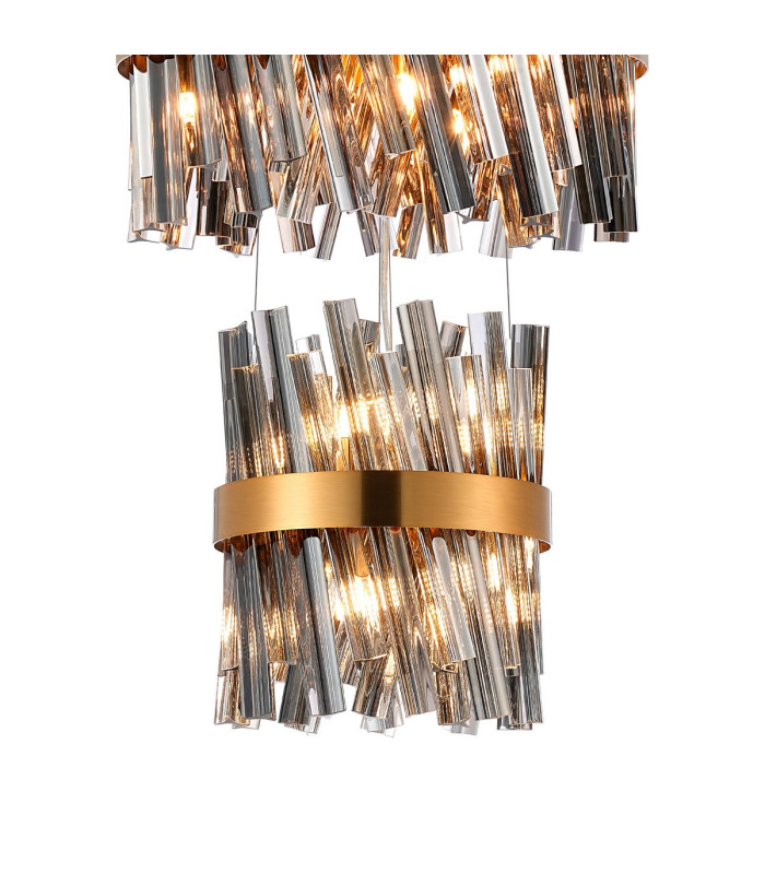 Lysander 5 Tier 25cm + 40cm + 60cm + 80cm + 1m Pendant 6 + 10 + 18 + 24 + 32 Light G9 Brass/Smoke Item Weight: 86kg-6