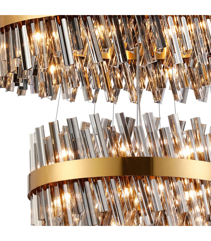 Lysander 5 Tier 25cm + 40cm + 60cm + 80cm + 1m Pendant 6 + 10 + 18 + 24 + 32 Light G9 Brass/Smoke Item Weight: 86kg-9