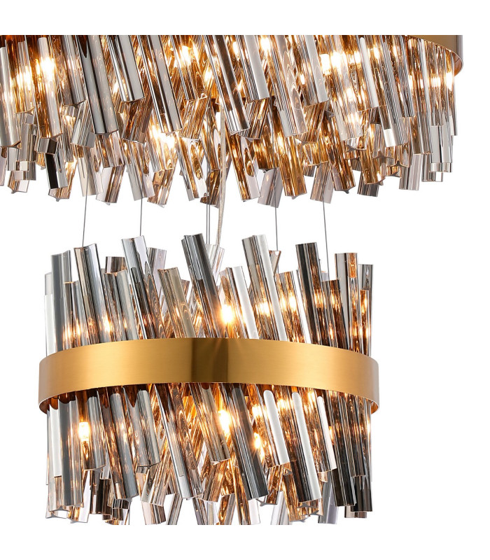 Lysander 5 Tier 25cm + 40cm + 60cm + 80cm + 1m Pendant 6 + 10 + 18 + 24 + 32 Light G9 Brass/Smoke Item Weight: 86kg-10