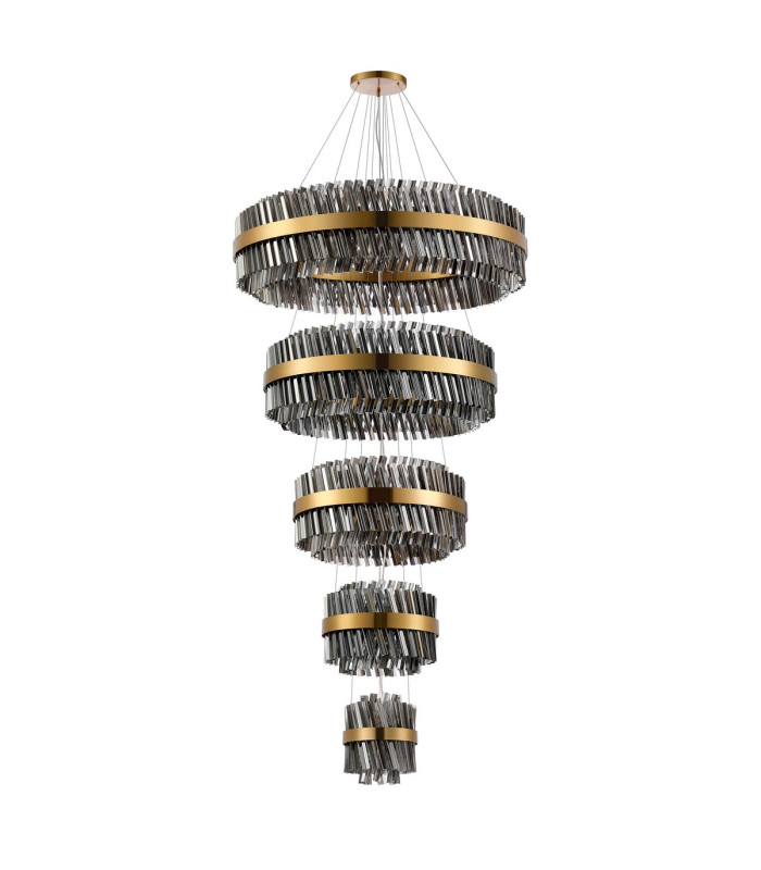 Lysander 5 Tier 25cm + 40cm + 60cm + 80cm + 1m Pendant 6 + 10 + 18 + 24 + 32 Light G9 Brass/Smoke Item Weight: 86kg-11
