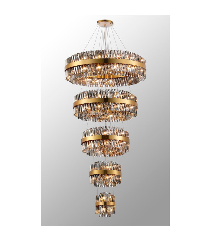 Lysander 5 Tier 25cm + 40cm + 60cm + 80cm + 1m Pendant 6 + 10 + 18 + 24 + 32 Light G9 Brass/Smoke Item Weight: 86kg-13