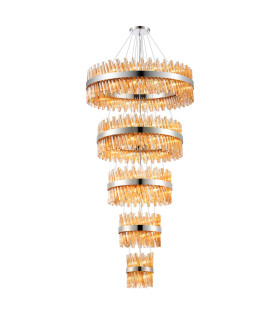 Lysander 5 Tier 25cm + 40cm + 60cm + 80cm + 1m Pendant Light G9 Polished Nickel/Amber Item Weight: 86kg-1