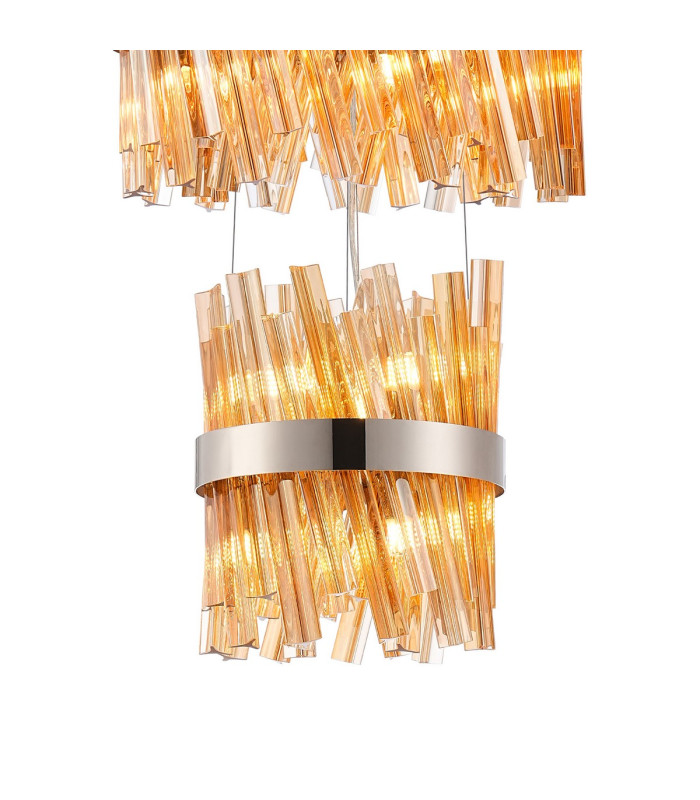 Lysander 5 Tier 25cm + 40cm + 60cm + 80cm + 1m Pendant Light G9 Polished Nickel/Amber Item Weight: 86kg-6