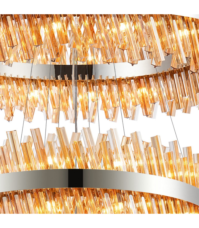 Lysander 5 Tier 25cm + 40cm + 60cm + 80cm + 1m Pendant Light G9 Polished Nickel/Amber Item Weight: 86kg-8