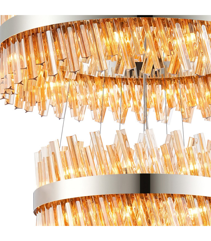 Lysander 5 Tier 25cm + 40cm + 60cm + 80cm + 1m Pendant Light G9 Polished Nickel/Amber Item Weight: 86kg-9