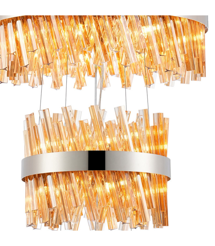 Lysander 5 Tier 25cm + 40cm + 60cm + 80cm + 1m Pendant Light G9 Polished Nickel/Amber Item Weight: 86kg-10