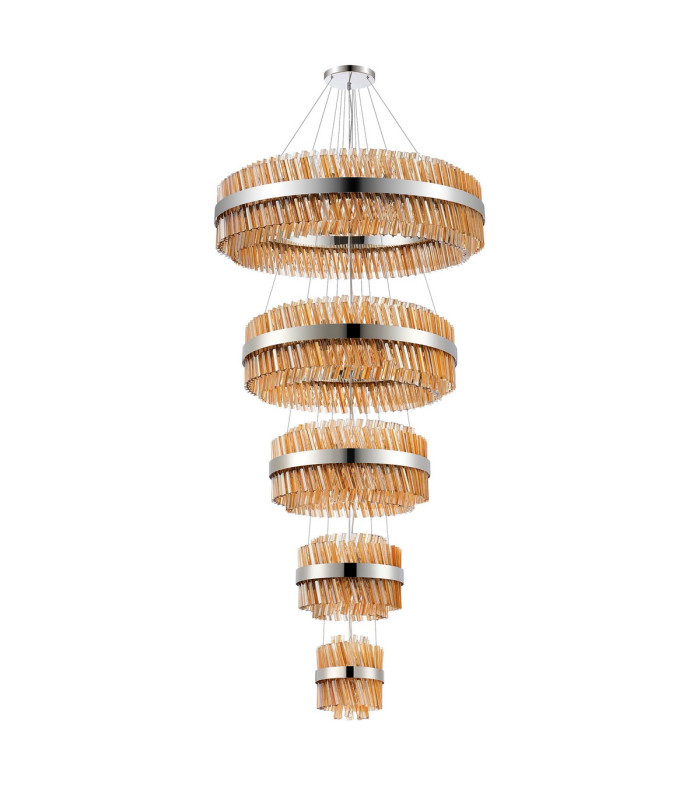Lysander 5 Tier 25cm + 40cm + 60cm + 80cm + 1m Pendant Light G9 Polished Nickel/Amber Item Weight: 86kg-11