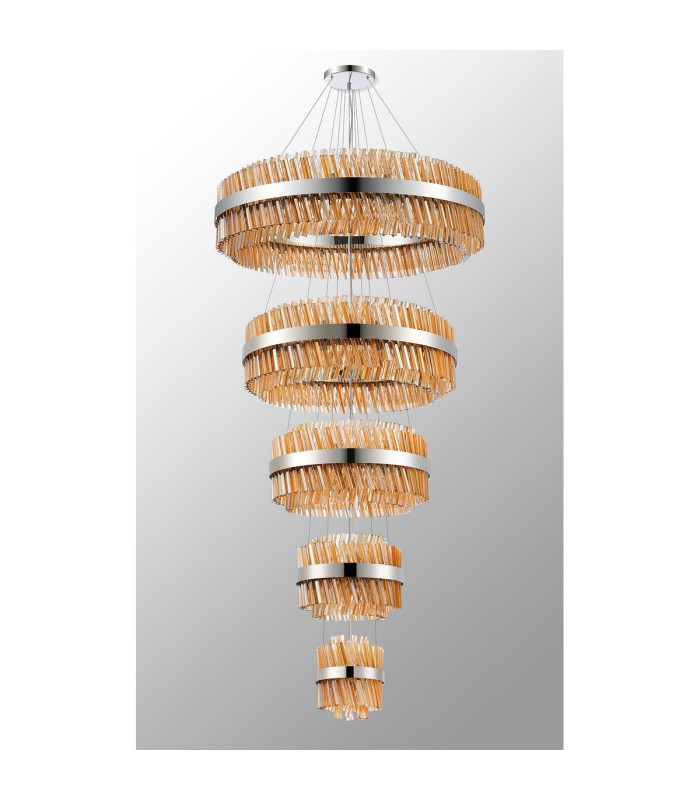 Lysander 5 Tier 25cm + 40cm + 60cm + 80cm + 1m Pendant Light G9 Polished Nickel/Amber Item Weight: 86kg-14