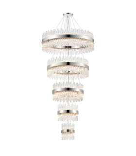 Lysander 5 Tier 25cm + 40cm + 60cm + 80cm + 1m Pendant Light G9 Polished Nickel/Clear Item Weight: 86kg-1