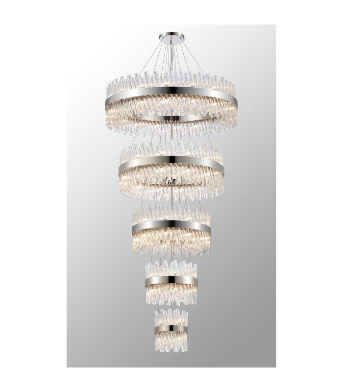 Lysander 5 Tier 25cm + 40cm + 60cm + 80cm + 1m Pendant Light G9 Polished Nickel/Clear Item Weight: 86kg-3