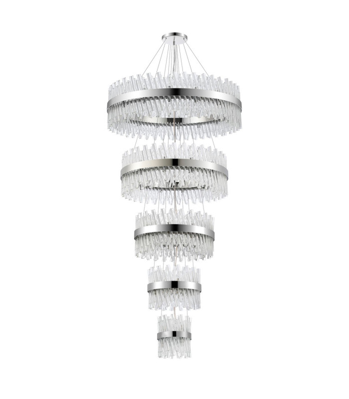 Lysander 5 Tier 25cm + 40cm + 60cm + 80cm + 1m Pendant Light G9 Polished Nickel/Clear Item Weight: 86kg-4