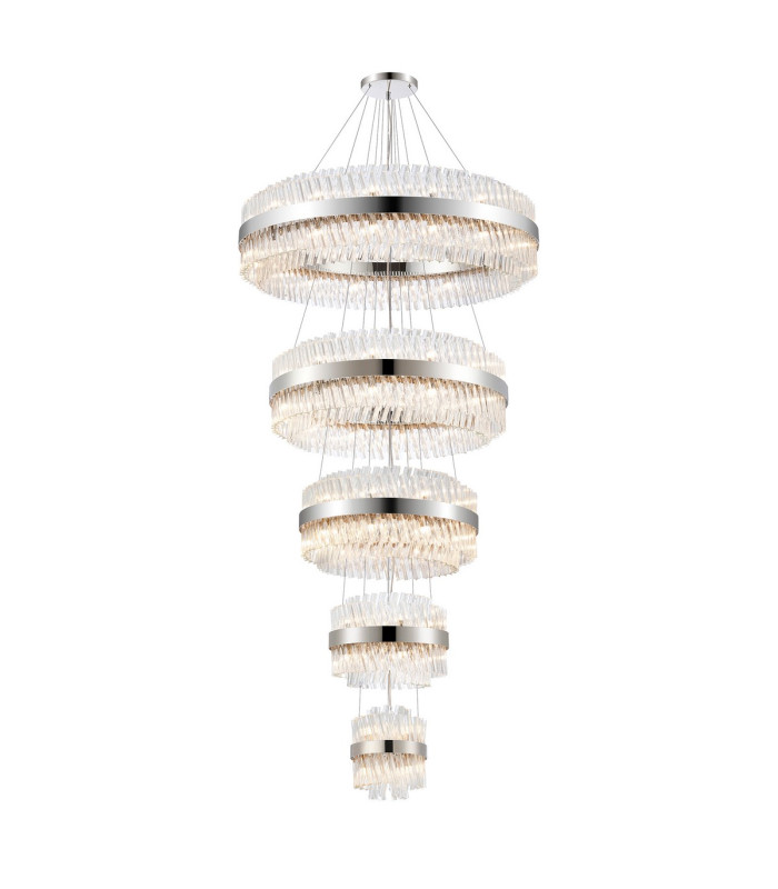 Lysander 5 Tier 25cm + 40cm + 60cm + 80cm + 1m Pendant Light G9 Polished Nickel/Clear Item Weight: 86kg-5