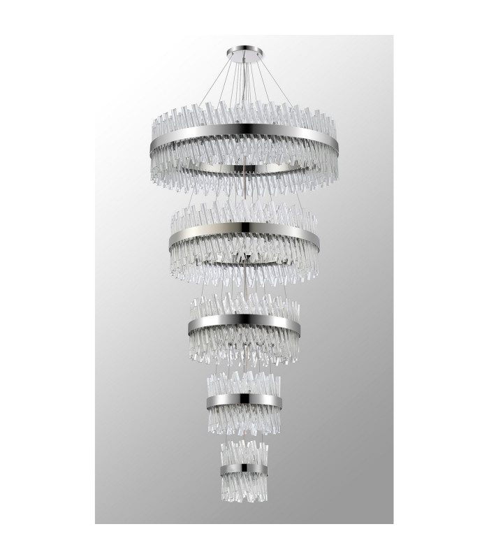 Lysander 5 Tier 25cm + 40cm + 60cm + 80cm + 1m Pendant Light G9 Polished Nickel/Clear Item Weight: 86kg-12