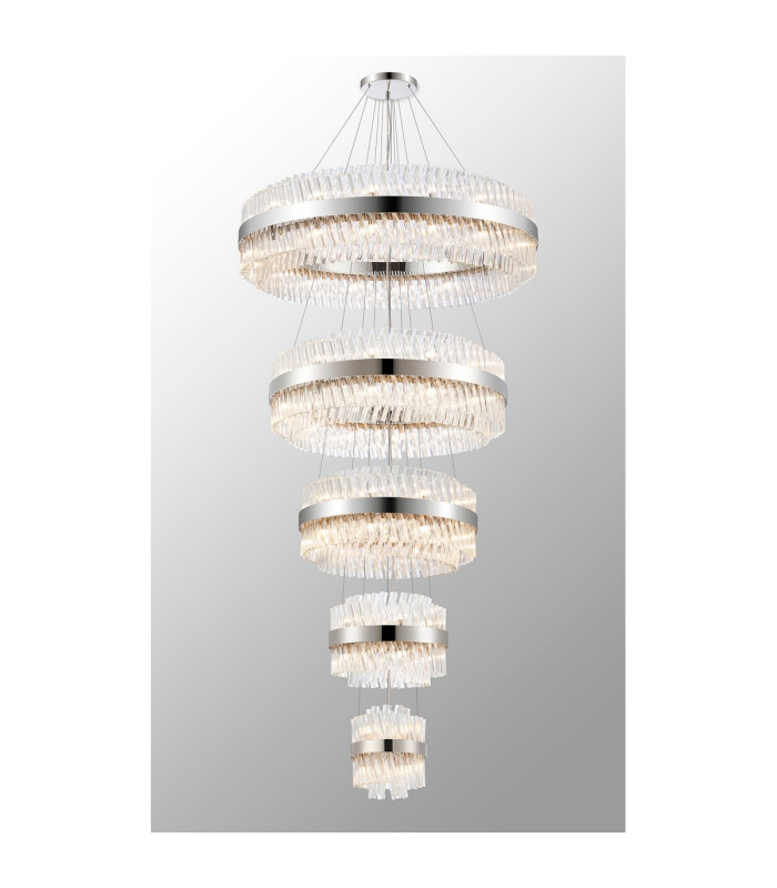 Lysander 5 Tier 25cm + 40cm + 60cm + 80cm + 1m Pendant Light G9 Polished Nickel/Clear Item Weight: 86kg-13