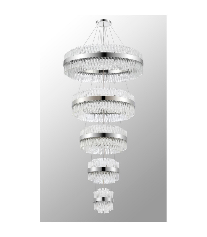 Lysander 5 Tier 25cm + 40cm + 60cm + 80cm + 1m Pendant Light G9 Polished Nickel/Clear Item Weight: 86kg-14