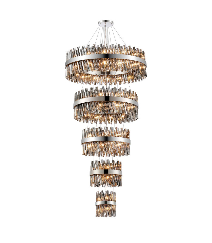 Lysander 5 Tier 25cm + 40cm + 60cm + 80cm + 1m Pendant Light G9 Polished Nickel/Smoke Item Weight: 86kg-1