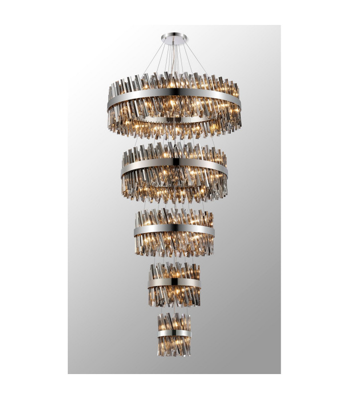 Lysander 5 Tier 25cm + 40cm + 60cm + 80cm + 1m Pendant Light G9 Polished Nickel/Smoke Item Weight: 86kg-3