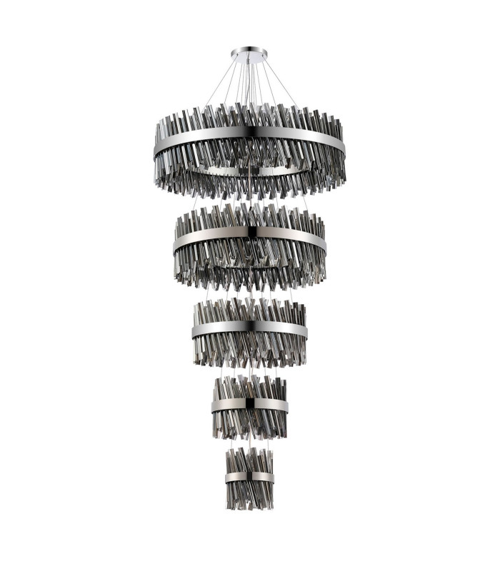 Lysander 5 Tier 25cm + 40cm + 60cm + 80cm + 1m Pendant Light G9 Polished Nickel/Smoke Item Weight: 86kg-4
