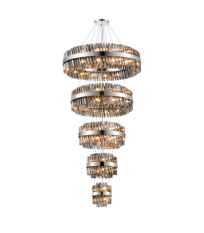 Lysander 5 Tier 25cm + 40cm + 60cm + 80cm + 1m Pendant Light G9 Polished Nickel/Smoke Item Weight: 86kg-5
