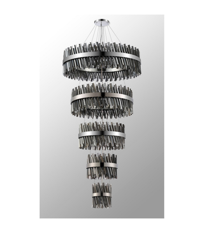 Lysander 5 Tier 25cm + 40cm + 60cm + 80cm + 1m Pendant Light G9 Polished Nickel/Smoke Item Weight: 86kg-12