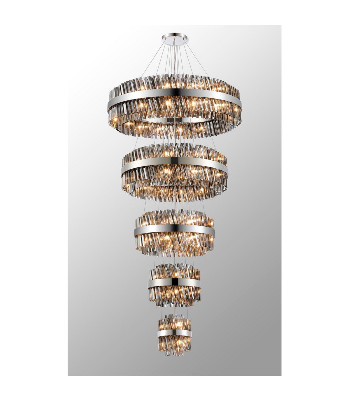 Lysander 5 Tier 25cm + 40cm + 60cm + 80cm + 1m Pendant Light G9 Polished Nickel/Smoke Item Weight: 86kg-13