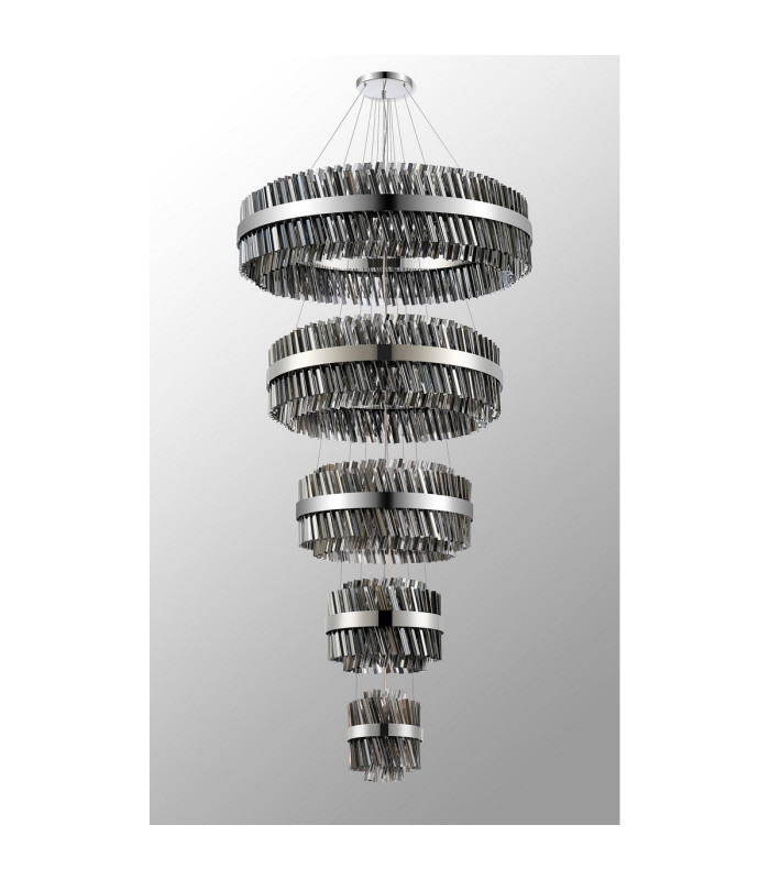 Lysander 5 Tier 25cm + 40cm + 60cm + 80cm + 1m Pendant Light G9 Polished Nickel/Smoke Item Weight: 86kg-14