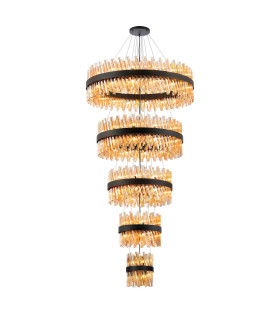 Lysander 5 Tier 25cm + 40cm + 60cm + 80cm + 1m Pendant Light G9 Satin Black/Amber Item Weight: 86kg-1