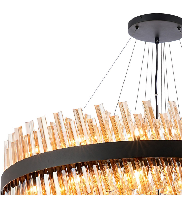 Lysander 5 Tier 25cm + 40cm + 60cm + 80cm + 1m Pendant Light G9 Satin Black/Amber Item Weight: 86kg-7