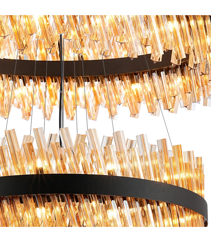 Lysander 5 Tier 25cm + 40cm + 60cm + 80cm + 1m Pendant Light G9 Satin Black/Amber Item Weight: 86kg-8