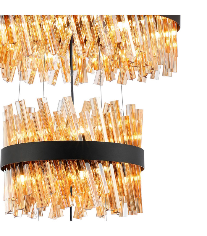 Lysander 5 Tier 25cm + 40cm + 60cm + 80cm + 1m Pendant Light G9 Satin Black/Amber Item Weight: 86kg-10