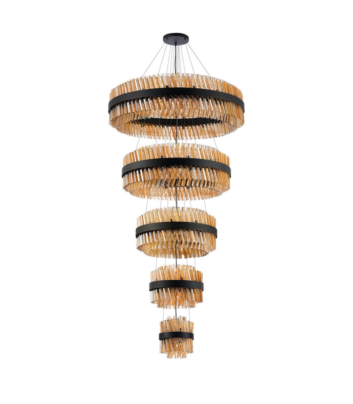 Lysander 5 Tier 25cm + 40cm + 60cm + 80cm + 1m Pendant Light G9 Satin Black/Amber Item Weight: 86kg-11