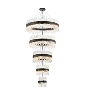 Lysander 5 Tier 25cm + 40cm + 60cm + 80cm + 1m Pendant Light G9 Satin Black/Clear Item Weight: 86kg-1