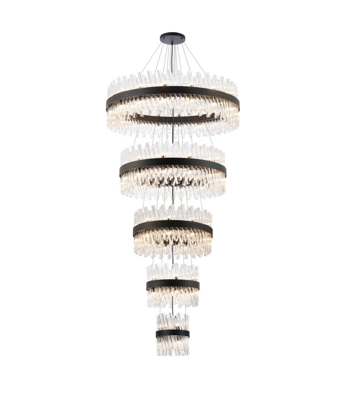 Lysander 5 Tier 25cm + 40cm + 60cm + 80cm + 1m Pendant Light G9 Satin Black/Clear Item Weight: 86kg-1