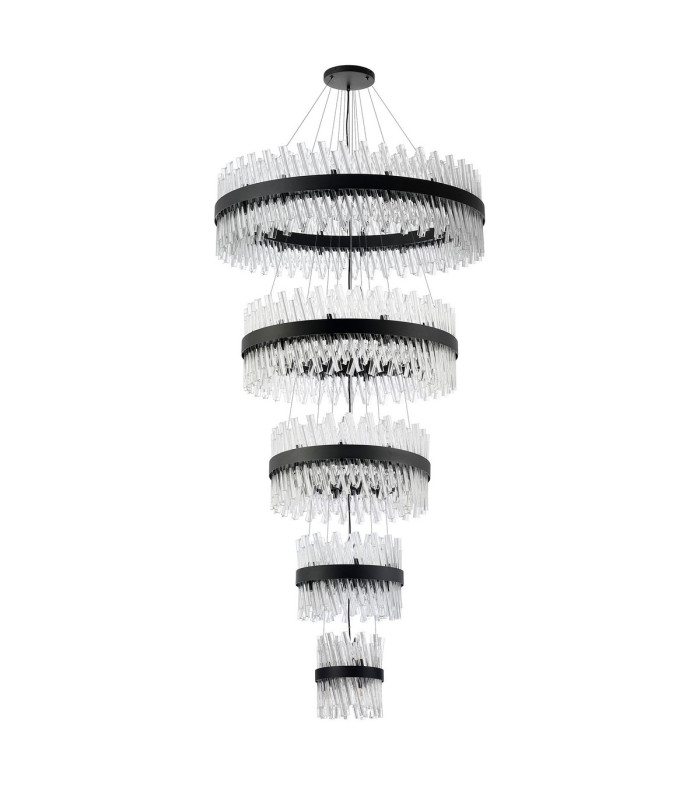 Lysander 5 Tier 25cm + 40cm + 60cm + 80cm + 1m Pendant Light G9 Satin Black/Clear Item Weight: 86kg-4