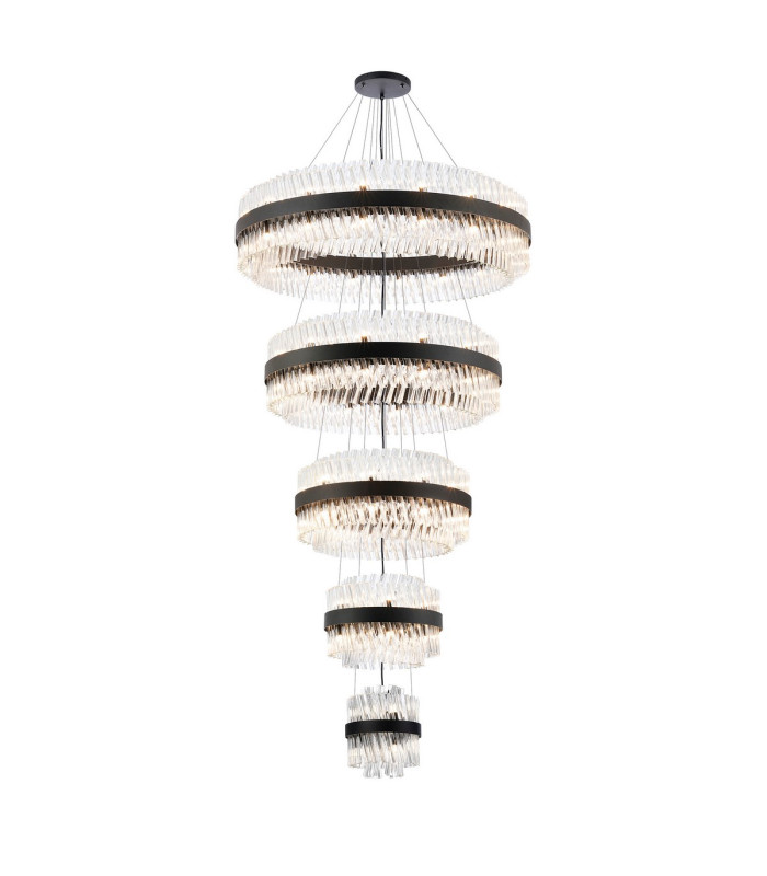 Lysander 5 Tier 25cm + 40cm + 60cm + 80cm + 1m Pendant Light G9 Satin Black/Clear Item Weight: 86kg-5