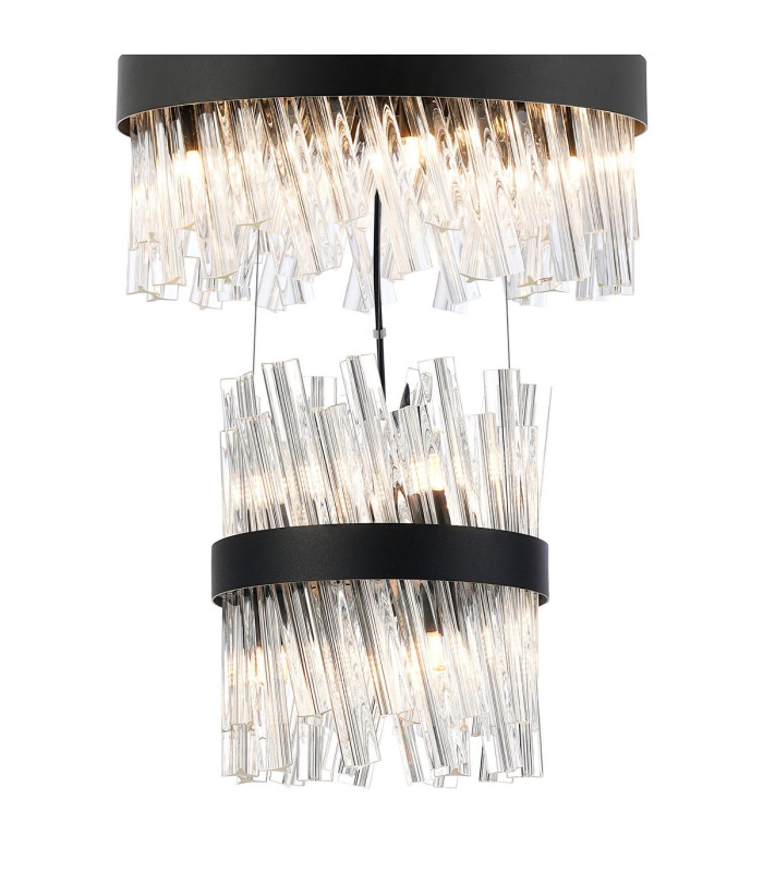 Lysander 5 Tier 25cm + 40cm + 60cm + 80cm + 1m Pendant Light G9 Satin Black/Clear Item Weight: 86kg-6