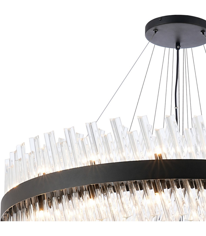 Lysander 5 Tier 25cm + 40cm + 60cm + 80cm + 1m Pendant Light G9 Satin Black/Clear Item Weight: 86kg-7